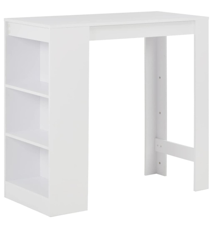 Table de bar avec étagère Blanc 110x50x103 cm | Mobilier & Déco