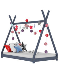 Cadre de lit d'enfant Gris Bois de pin massif 80x160 cm | Mobilier & Déco
