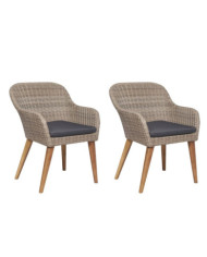 Chaises d'extérieur et coussins lot de 2 Résine tressée Marron | Mobilier & Déco