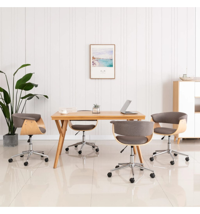 Chaises pivotantes à manger lot de 4 taupe tissu | Mobilier & Déco