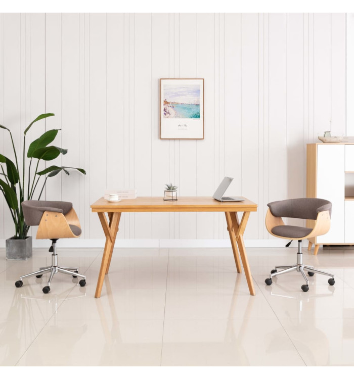 Chaise pivotante à manger Taupe Bois courbé et tissu | Mobilier & Déco