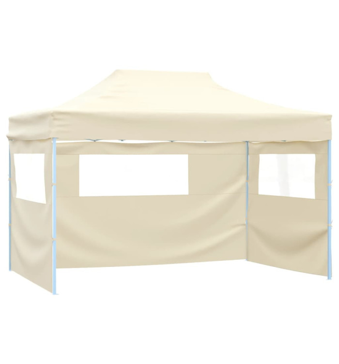 Tente de réception pliable avec 3 parois 3x4 m Acier Crème | Mobilier & Déco