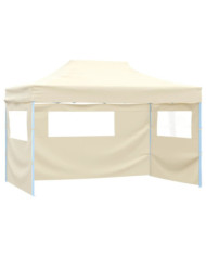 Tente de réception pliable avec 3 parois 3x4 m Acier Crème | Mobilier & Déco