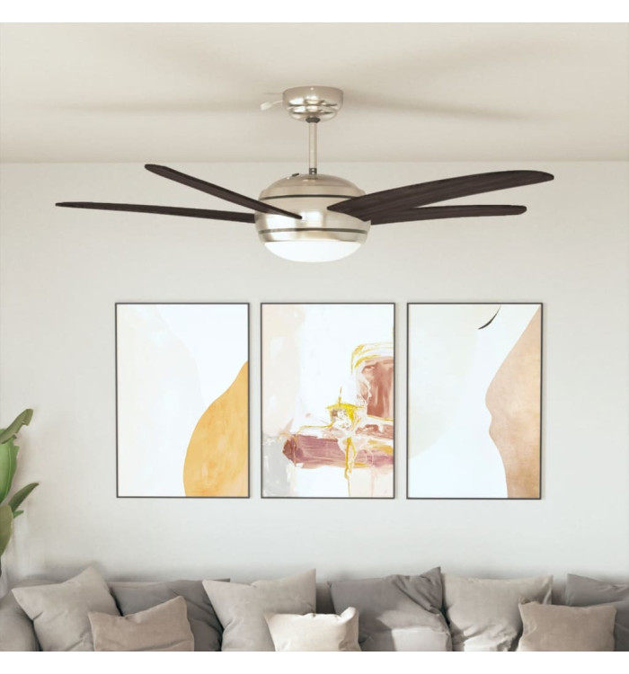 Ventilateur de plafond orné avec lampe 128 cm Marron | Mobilier & Déco