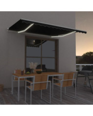 Auvent manuel rétractable avec LED 400x350 cm Anthracite | Mobilier & Déco