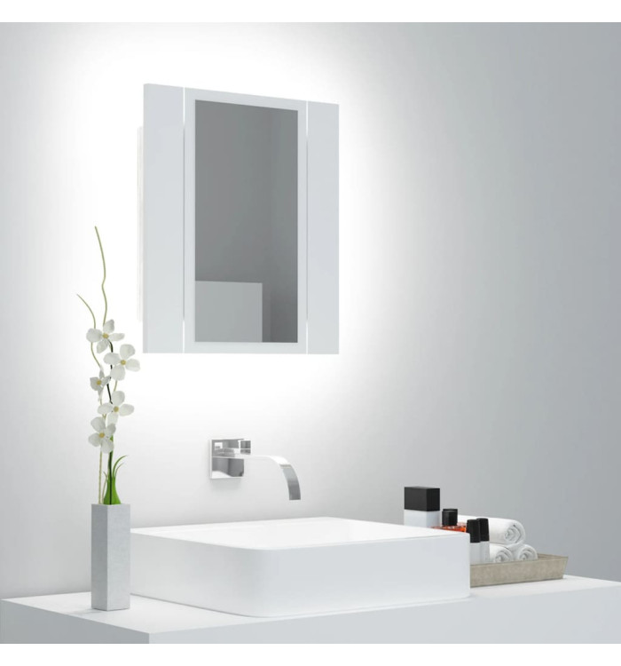 Armoire salle de bain à miroir LED Blanc 40x12x45 cm Acrylique | Mobilier & Déco