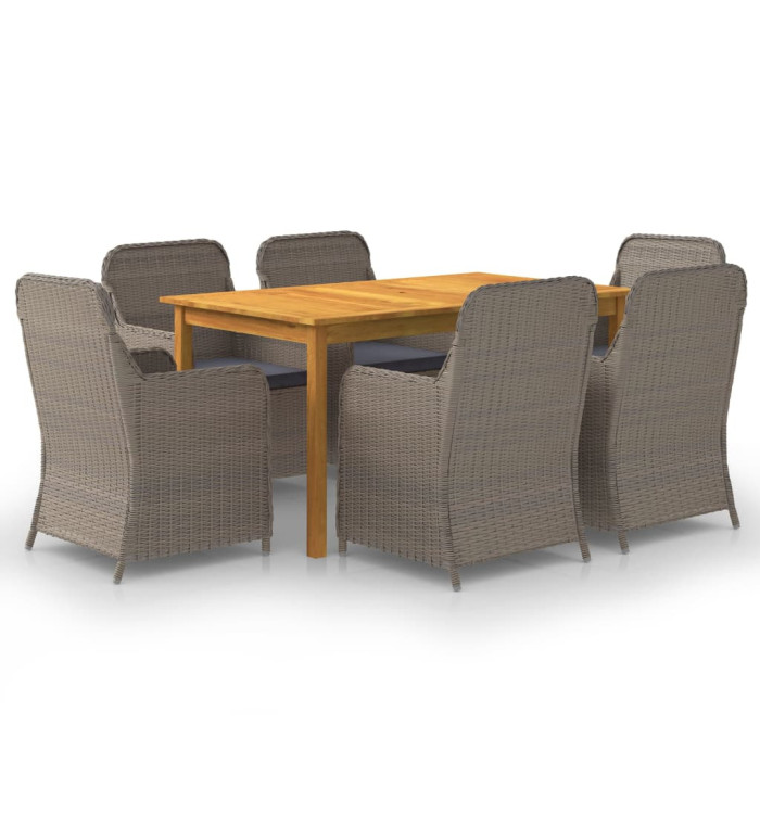 Ensemble à manger de jardin 7 pcs Marron | Mobilier & Déco