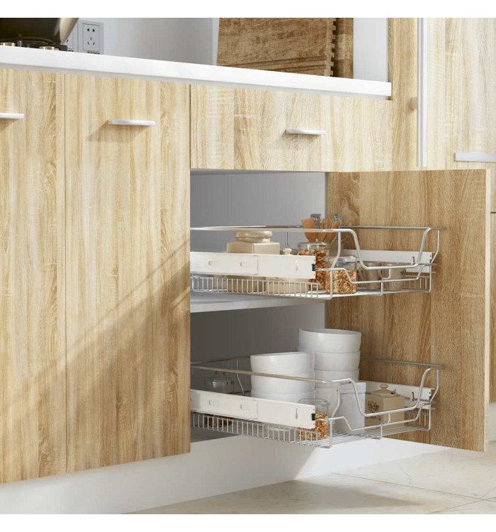 Panier en treillis métallique 2 pcs 500 mm Argenté | Mobilier & Déco