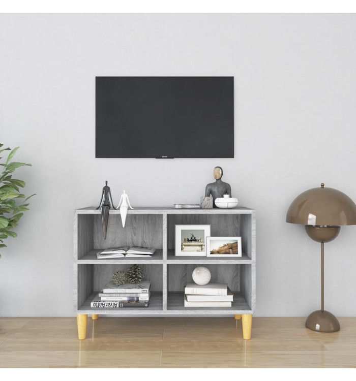 Meuble TV avec pieds en bois massif Sonoma gris 69,5x30x50 cm | Mobilier & Déco