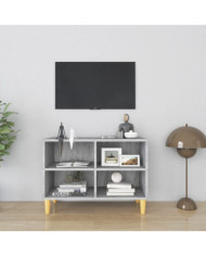 Meuble TV avec pieds en bois massif Sonoma gris 69,5x30x50 cm | Mobilier & Déco