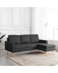 Canapé à 3 places avec repose-pied Gris foncé Tissu | Mobilier & Déco