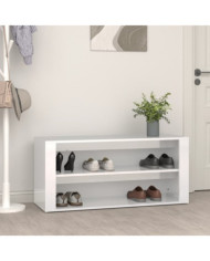 Étagère à chaussures Blanc brillant 100x35x45cm Bois ingénierie | Mobilier & Déco