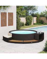 Cadre de spa noir résine tressée et bois d'acacia | Mobilier & Déco