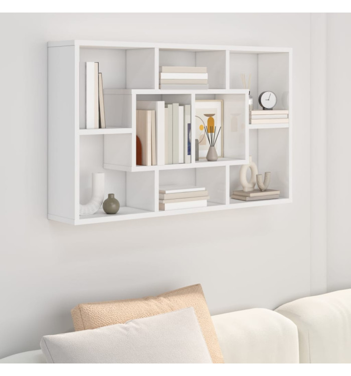 Étagère murale Blanc brillant 85x16x52,5 cm Bois d'ingénierie | Mobilier & Déco