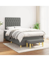 Sommier à lattes de lit avec matelas Gris foncé 120x200cm Tissu | Mobilier & Déco