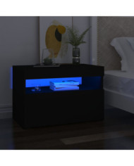 Table de chevet avec lumières LED noir 60x35x40 cm | Mobilier & Déco