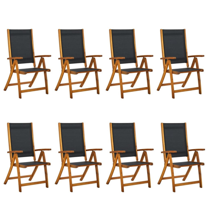 Chaises de jardin pliantes lot de 8 acacia massif et textilène | Mobilier & Déco