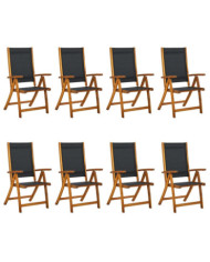 Chaises de jardin pliantes lot de 8 acacia massif et textilène | Mobilier & Déco