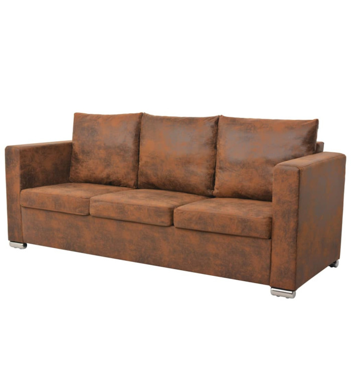 Canapé à 3 places 191 x 73 x 82 cm Cuir daim artificiel | Mobilier & Déco