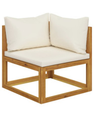 Canapé d'angle sectionnel et coussin blanc crème Bois d'acacia | Mobilier & Déco