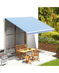 Tissu de remplacement pour auvent Bleu et blanc 4x3,5 m | Mobilier & Déco