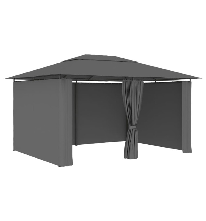 Tonnelle de jardin avec rideaux 4 x 3 m Anthracite | Mobilier & Déco