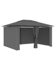 Tonnelle de jardin avec rideaux 4 x 3 m Anthracite | Mobilier & Déco