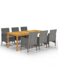 Ensemble à manger de jardin 7 pcs Gris | Mobilier & Déco