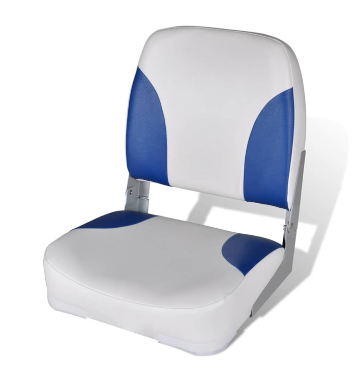 Siège de bateau à dossier et oreiller Bleu-blanc 41x36x48 cm | Mobilier & Déco