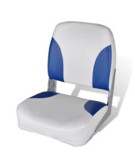 Siège de bateau à dossier et oreiller Bleu-blanc 41x36x48 cm | Mobilier & Déco
