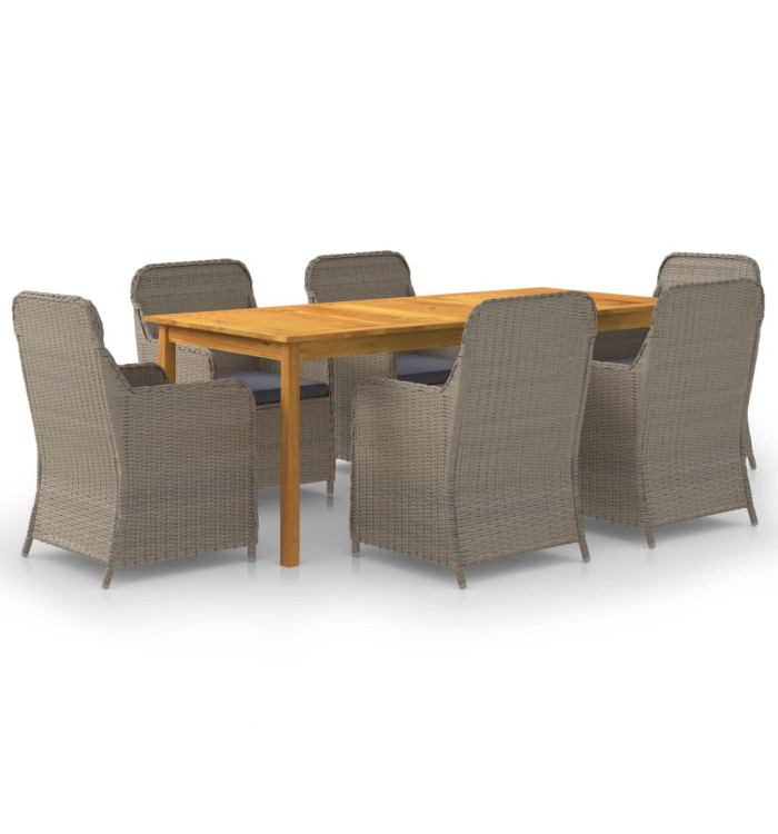 Ensemble à manger de jardin 7 pcs Marron | Mobilier & Déco
