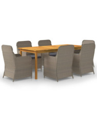 Ensemble à manger de jardin 7 pcs Marron | Mobilier & Déco