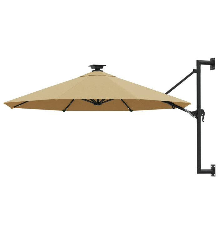 Parasol mural de jardin avec LED 300 cm taupe | Mobilier & Déco