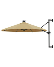 Parasol mural de jardin avec LED 300 cm taupe | Mobilier & Déco