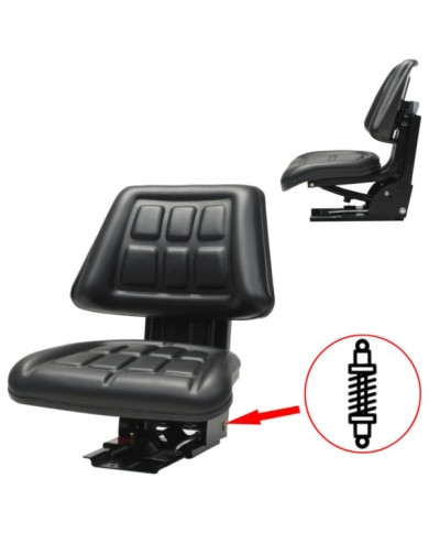 Siège de tracteur avec suspension Noir | Mobilier & Déco
