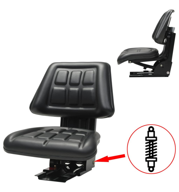 Siège de tracteur avec suspension Noir | Mobilier & Déco