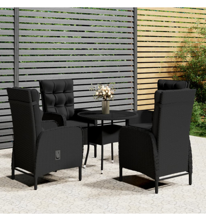 Ensemble de bistro de jardin 5 pcs Résine tressée Noir | Mobilier & Déco
