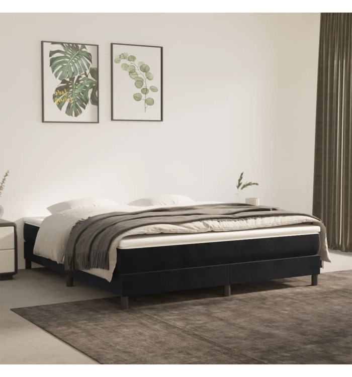 Cadre de lit sans matelas noir 180x200 cm velours | Mobilier & Déco