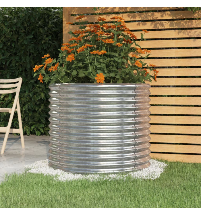Jardinière de jardin Acier enduit de poudre 80x80x68 cm Argenté | Mobilier & Déco