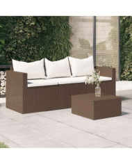 Canapé de jardin 3 places avec coussins marron résine tressée | Mobilier & Déco