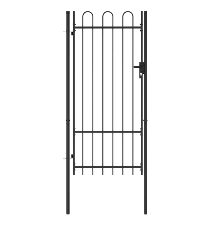 Portillon simple porte avec dessus arqué Acier 1x2 m Noir | Mobilier & Déco
