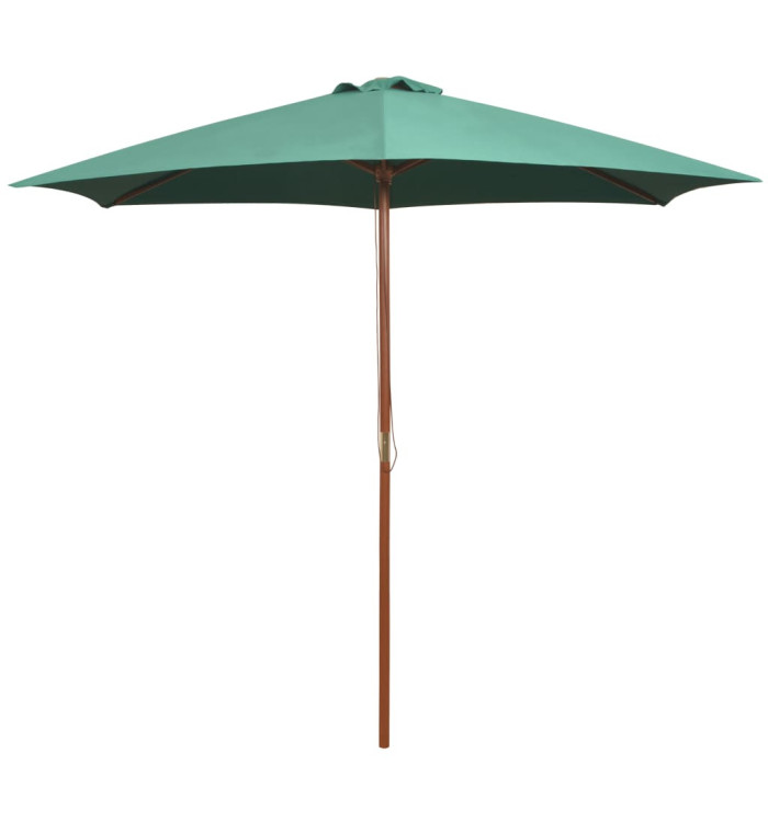 Parasol avec poteau en bois 270 x 270 cm Vert | Mobilier & Déco