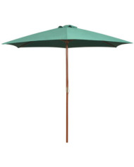 Parasol avec poteau en bois 270 x 270 cm Vert | Mobilier & Déco