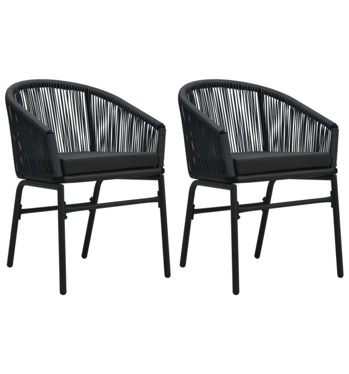 Chaises de jardin lot de 2 Noir Rotin PE | Mobilier & Déco