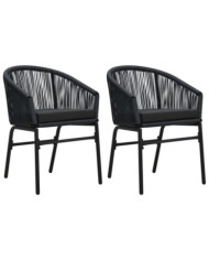 Chaises de jardin lot de 2 Noir Rotin PE | Mobilier & Déco