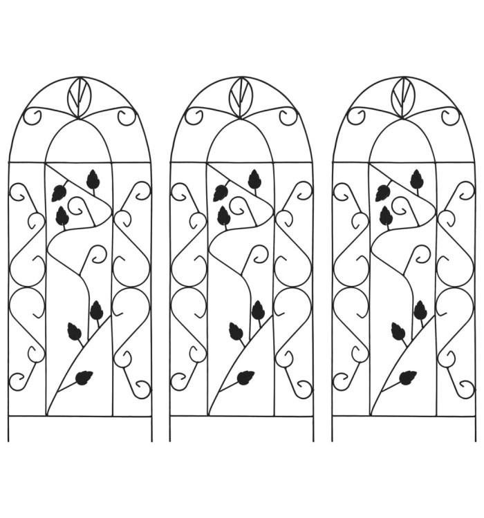 Supports pour plantes grimpantes 3 pcs Noir 40x100 cm Fer | Mobilier & Déco