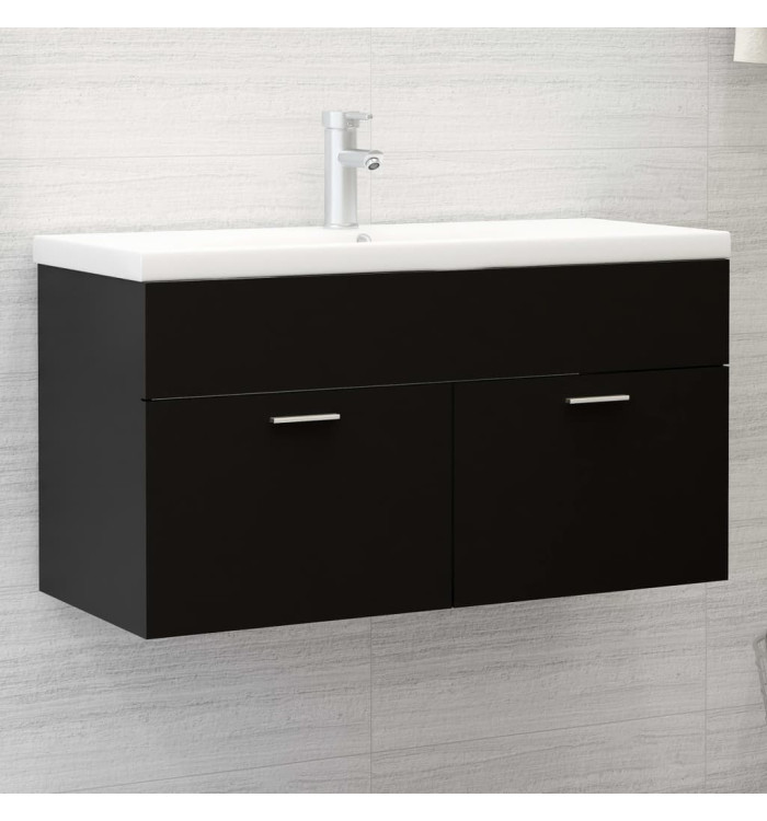 Armoire d'évier Noir 90x38,5x46 cm Bois d’ingénierie | Mobilier & Déco