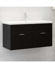 Armoire d'évier Noir 90x38,5x46 cm Bois d’ingénierie | Mobilier & Déco