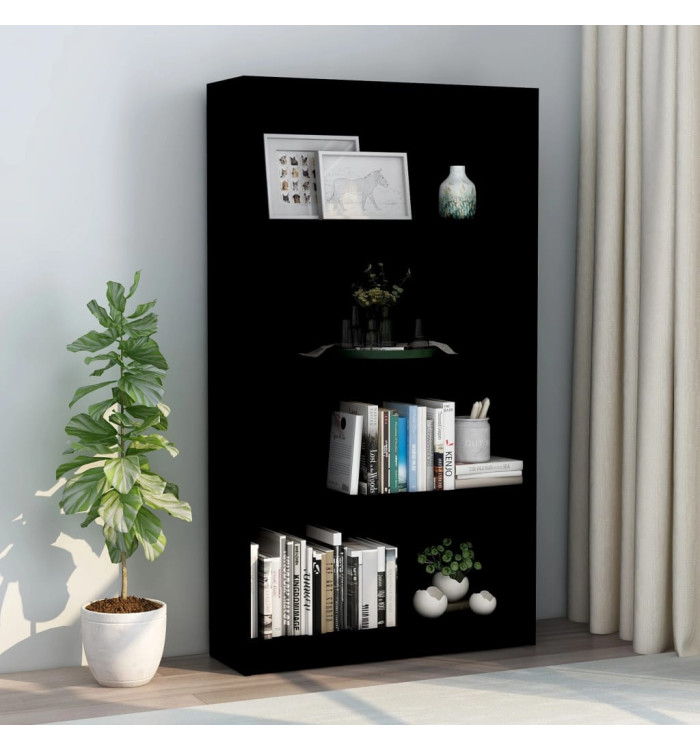 Bibliothèque à 4 niveaux Noir 80x24x142 cm Bois d’ingénierie | Mobilier & Déco