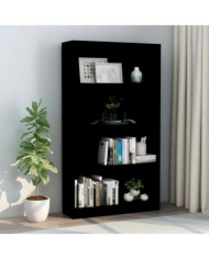 Bibliothèque à 4 niveaux Noir 80x24x142 cm Bois d’ingénierie | Mobilier & Déco